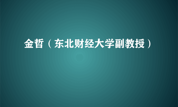 金哲（东北财经大学副教授）