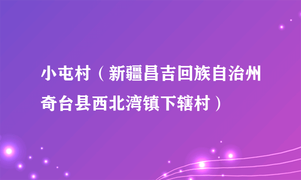 小屯村（新疆昌吉回族自治州奇台县西北湾镇下辖村）