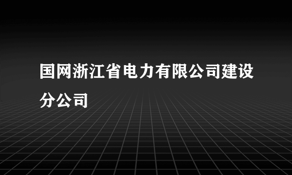 国网浙江省电力有限公司建设分公司