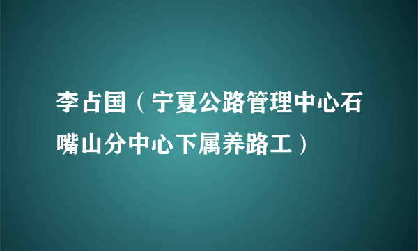 李占国（宁夏公路管理中心石嘴山分中心下属养路工）