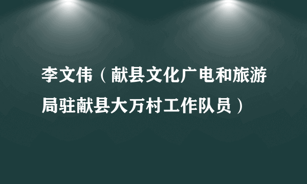 李文伟（献县文化广电和旅游局驻献县大万村工作队员）