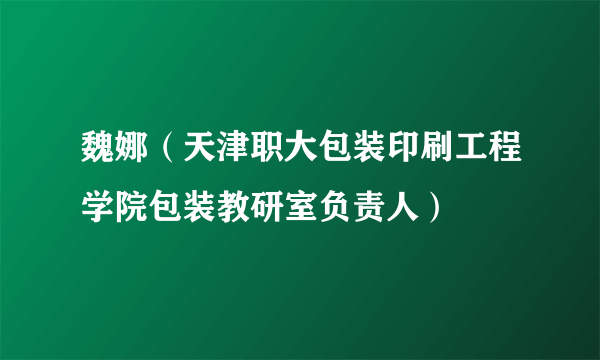 魏娜（天津职大包装印刷工程学院包装教研室负责人）