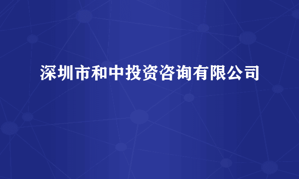 深圳市和中投资咨询有限公司