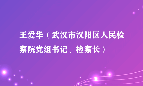 王爱华（武汉市汉阳区人民检察院党组书记、检察长）