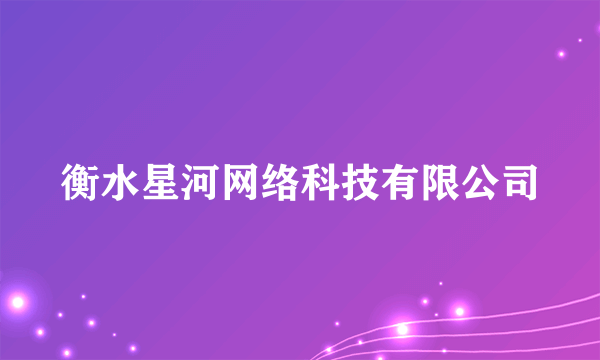 衡水星河网络科技有限公司