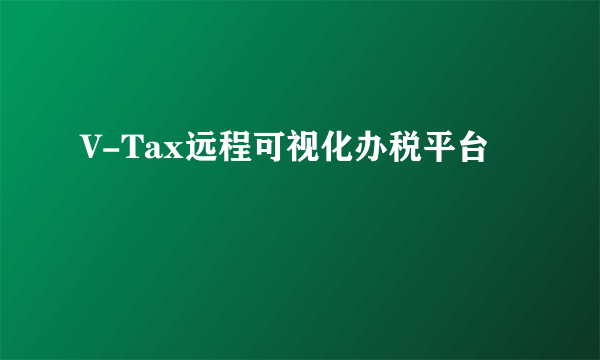 V-Tax远程可视化办税平台