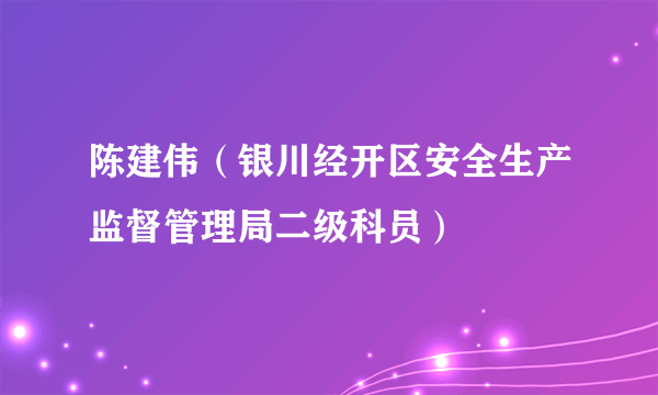 陈建伟（银川经开区安全生产监督管理局二级科员）