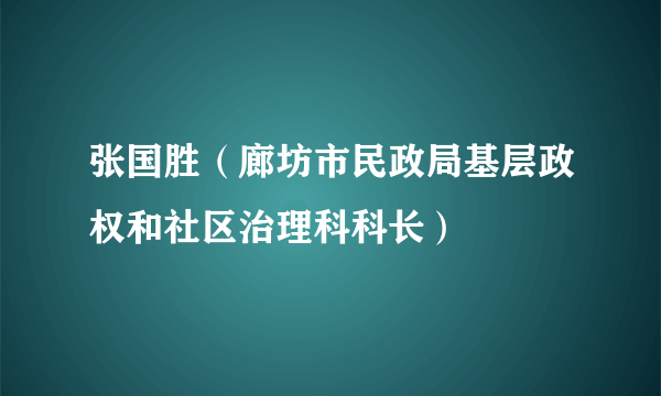 张国胜（廊坊市民政局基层政权和社区治理科科长）