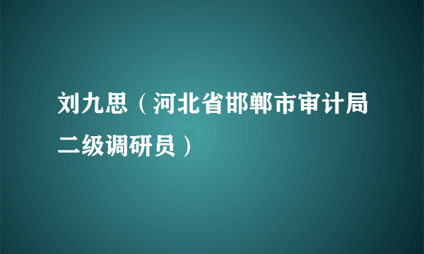 刘九思（河北省邯郸市审计局二级调研员）