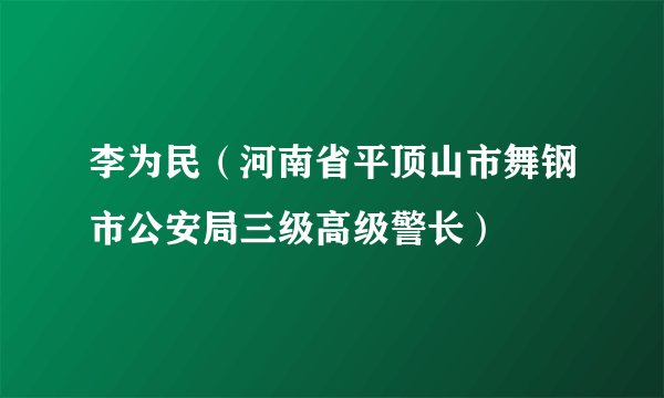 李为民（河南省平顶山市舞钢市公安局三级高级警长）