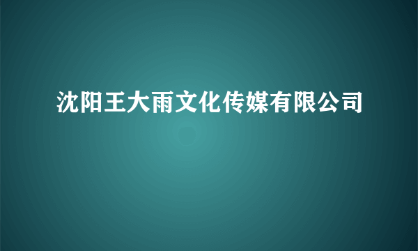 沈阳王大雨文化传媒有限公司