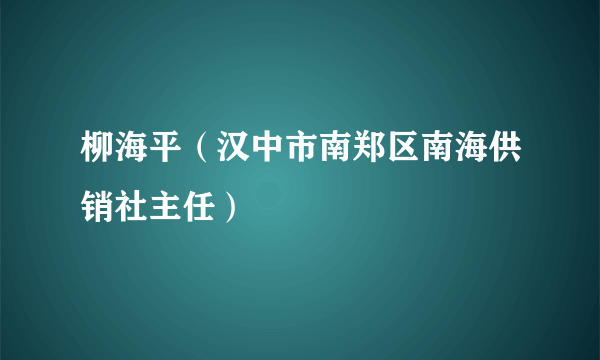 柳海平（汉中市南郑区南海供销社主任）