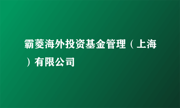 霸菱海外投资基金管理（上海）有限公司