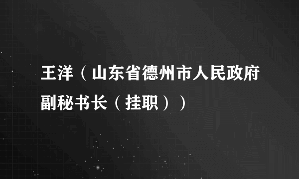 王洋（山东省德州市人民政府副秘书长（挂职））