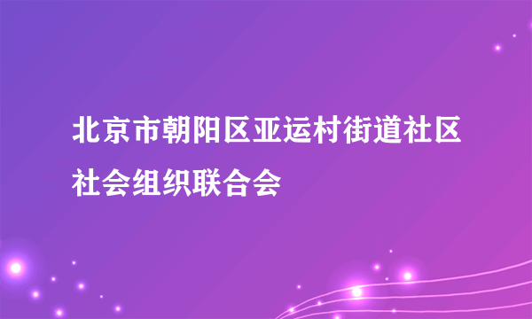 北京市朝阳区亚运村街道社区社会组织联合会