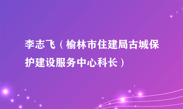 李志飞（榆林市住建局古城保护建设服务中心科长）