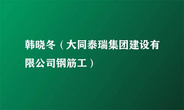 韩晓冬（大同泰瑞集团建设有限公司钢筋工）