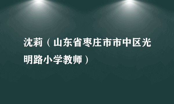 沈莉（山东省枣庄市市中区光明路小学教师）