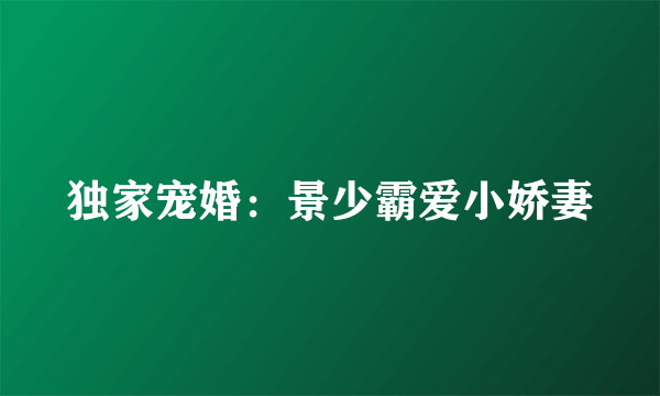 独家宠婚：景少霸爱小娇妻