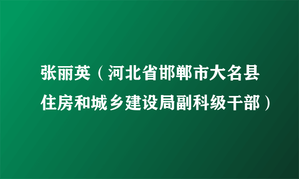 张丽英（河北省邯郸市大名县住房和城乡建设局副科级干部）