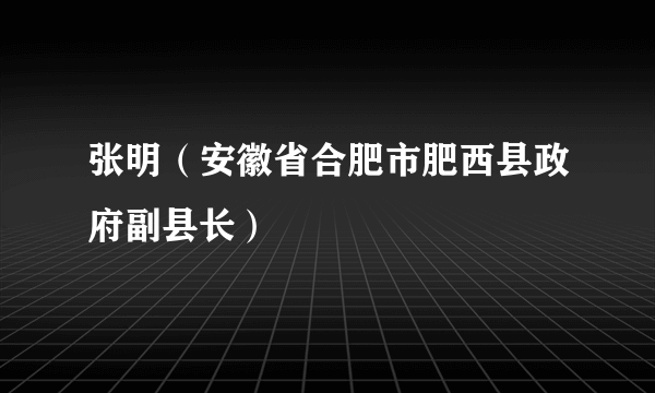 张明（安徽省合肥市肥西县政府副县长）