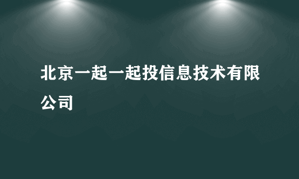 北京一起一起投信息技术有限公司