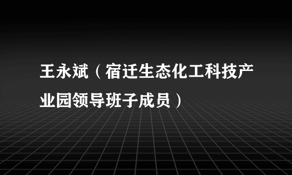 王永斌（宿迁生态化工科技产业园领导班子成员）