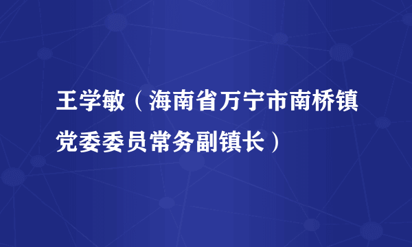 王学敏（海南省万宁市南桥镇党委委员常务副镇长）