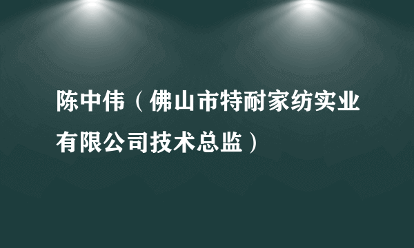 陈中伟（佛山市特耐家纺实业有限公司技术总监）