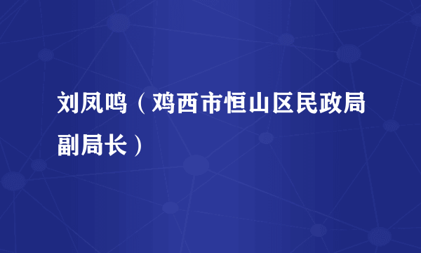 刘凤鸣（鸡西市恒山区民政局副局长）