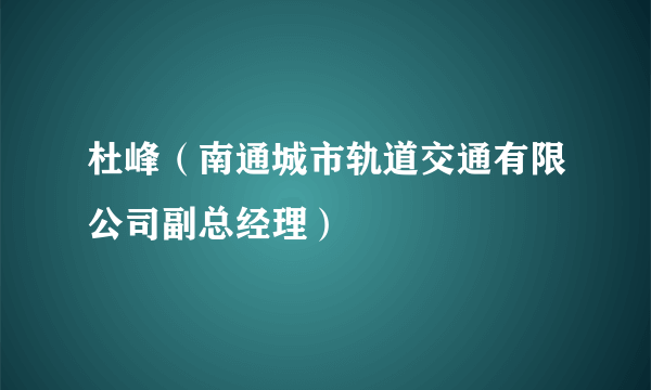 杜峰（南通城市轨道交通有限公司副总经理）