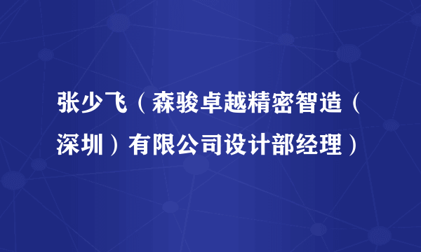 张少飞（森骏卓越精密智造（深圳）有限公司设计部经理）