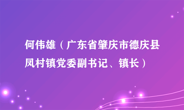 何伟雄（广东省肇庆市德庆县凤村镇党委副书记、镇长）