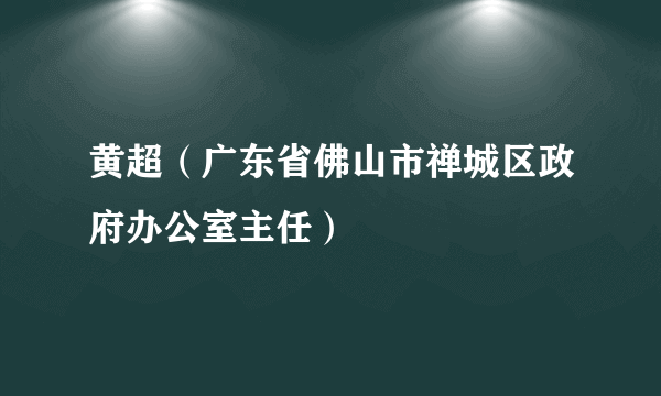 黄超（广东省佛山市禅城区政府办公室主任）