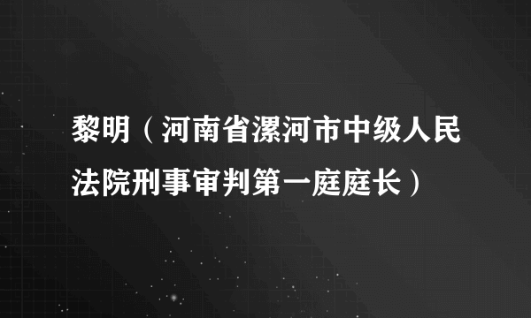 黎明（河南省漯河市中级人民法院刑事审判第一庭庭长）