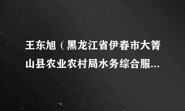 王东旭（黑龙江省伊春市大箐山县农业农村局水务综合服务中心主任）