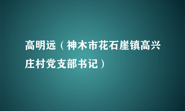 高明远（神木市花石崖镇高兴庄村党支部书记）