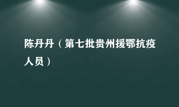 陈丹丹（第七批贵州援鄂抗疫人员）