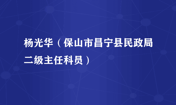 杨光华（保山市昌宁县民政局二级主任科员）