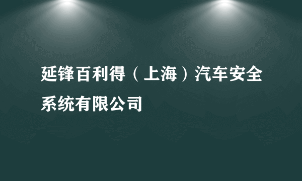 延锋百利得（上海）汽车安全系统有限公司