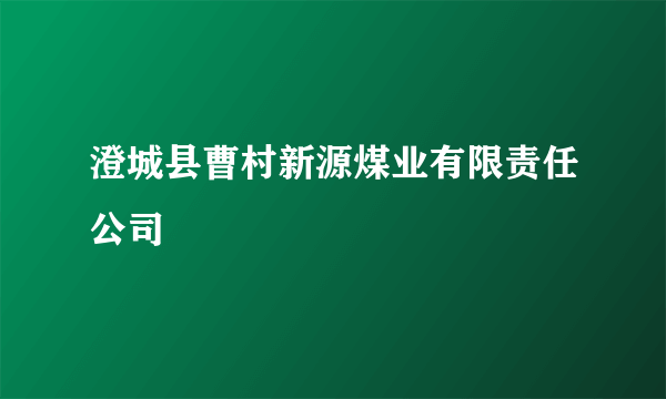 澄城县曹村新源煤业有限责任公司