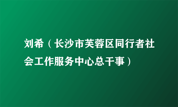 刘希（长沙市芙蓉区同行者社会工作服务中心总干事）