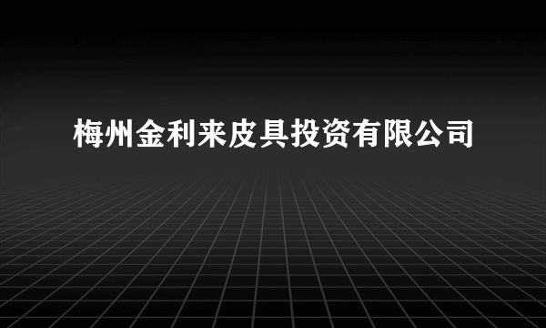 梅州金利来皮具投资有限公司