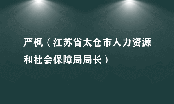 严枫（江苏省太仓市人力资源和社会保障局局长）