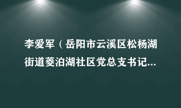 李爱军（岳阳市云溪区松杨湖街道菱泊湖社区党总支书记、居委会主任）