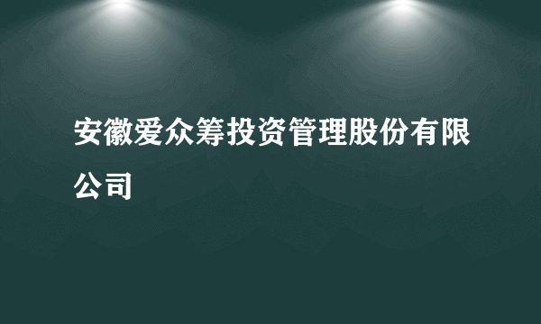 安徽爱众筹投资管理股份有限公司