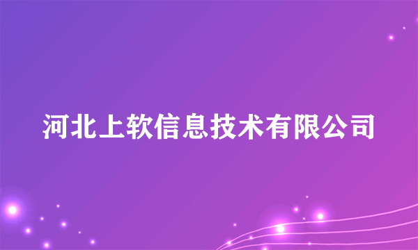 河北上软信息技术有限公司