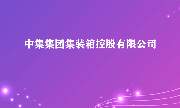 中集集团集装箱控股有限公司