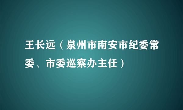 王长远（泉州市南安市纪委常委、市委巡察办主任）