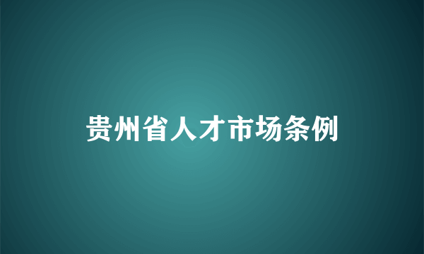 贵州省人才市场条例